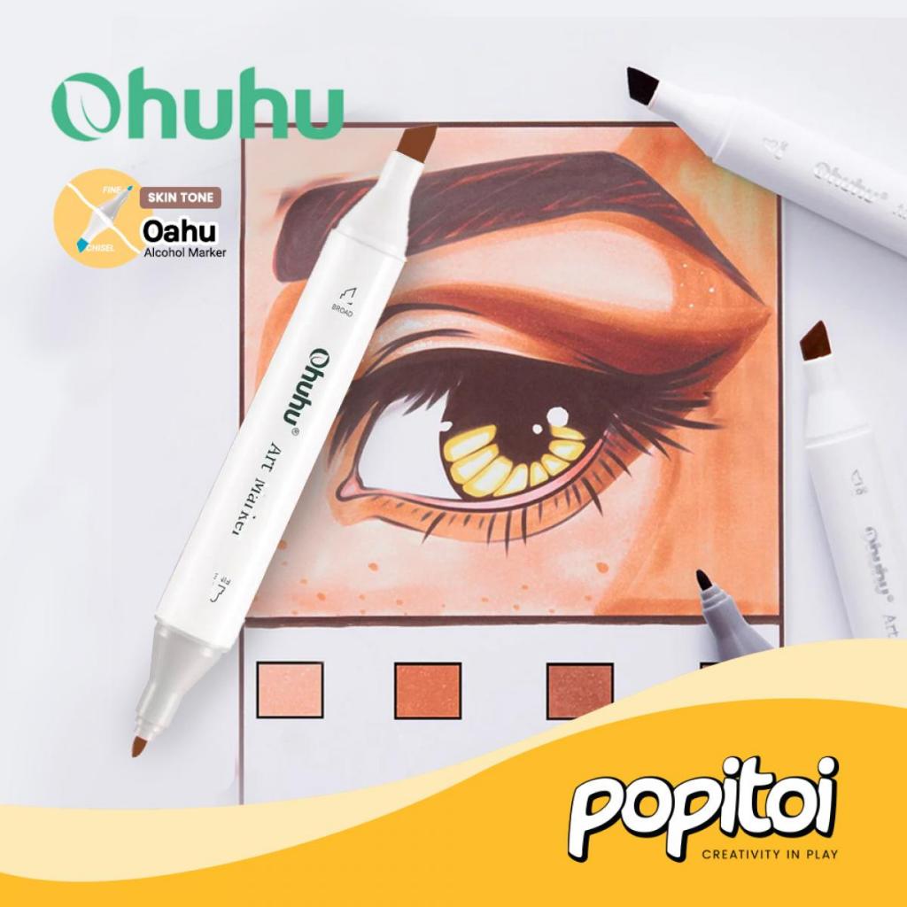 

OHUHU Oahu Skin Tone 36 Colors Dual Tip (Fine & Chisel) Alcohol Art Markers