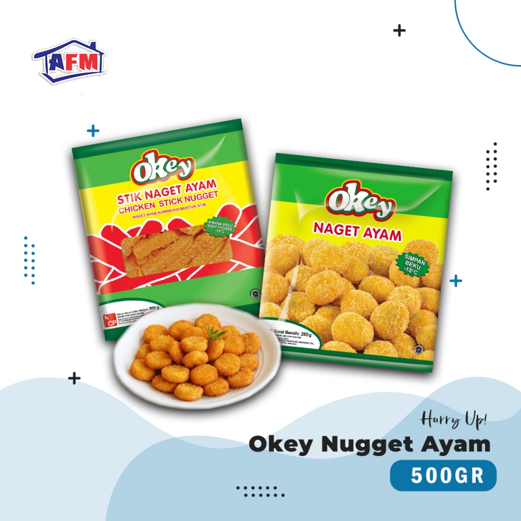 

OKEY NAGET AYAM 500 GRAM/OKEY CHICKEN NUGGET STIK & KOIN / NAGET MURAH
