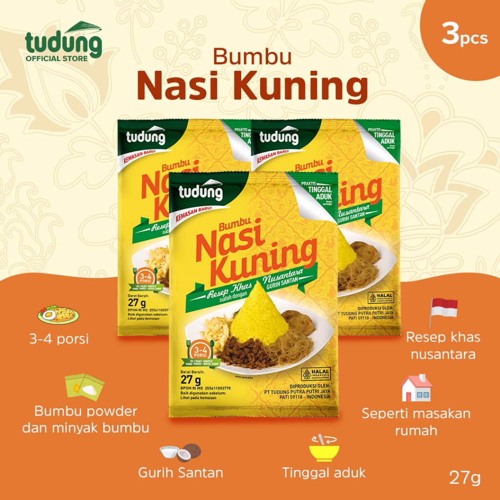 

Bumbu Nasi Kuning Instant Tudung 27gr Bundling 3
