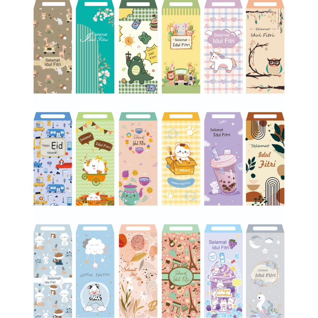 

Amplop Lebaran Idul Fitri Ukuran Besar/Panjang Gambar Karakter Isi 5 Pcs