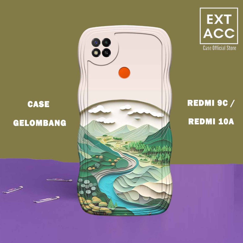 Soft Case GELOMBANG Hp Redmi 9C  -Redmi 10A - Case Pro Camera - Fashion Case Motif Flower - Casing &