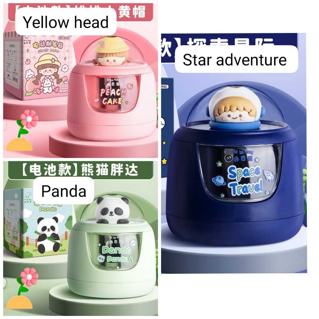 

POM Rautan Pensil Elektrik Karakter Lucu Serutan Otomatis Putar Sendiri Electric Pencil Sharpener Cute