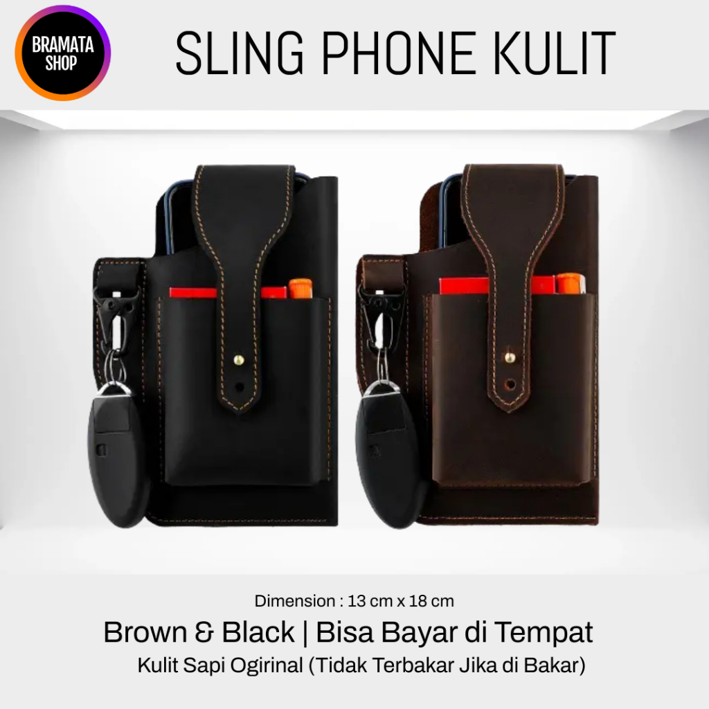 Tas Dompet HP Handphone Pinggang Kulit Pria Branded Tas Cowok 100% ASLI
