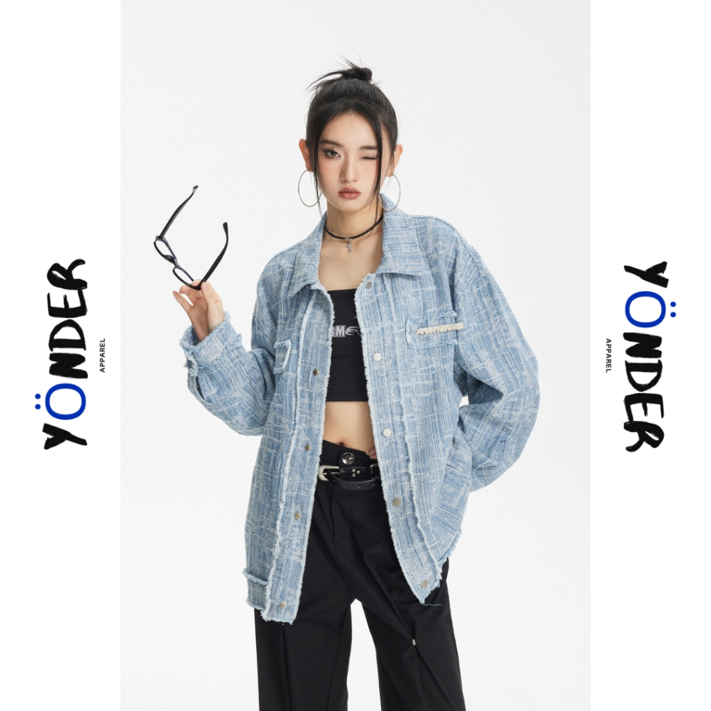 YONDER | EUNJI Blue Outer Women - jaket wanita korean biru wanita outer jacket women outer women top