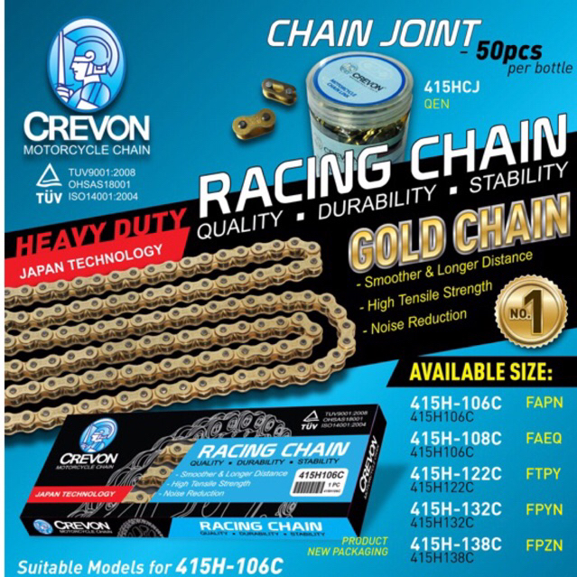 rantai did 415 122 l - rantai crevon 415 - rantai sss 415 - rantai tipis did