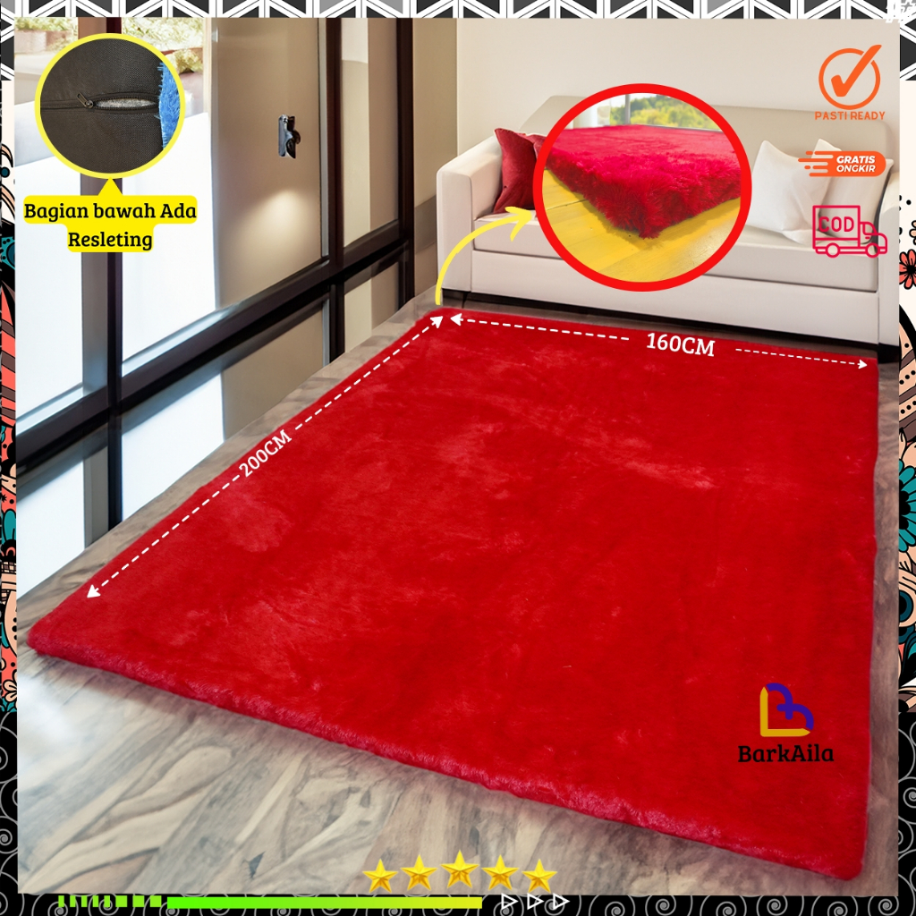 Karpet bulu rasfur ukuran 200X160X3.5CM