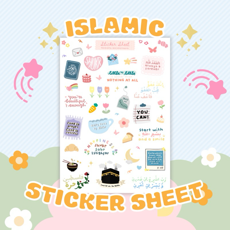 

Positive Affirmations Islamic Motivational Quotes Sticker Sheet | Stiker Waterproof Islami Aesthetic Cute by Jari Jemari Ayuusy