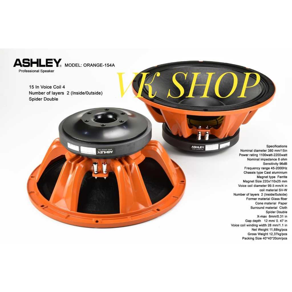 SPEAKER KOMPONEN ASHLEY ORANGE 154A/ ORANGE 15 A 15INCH ORIGINAL
