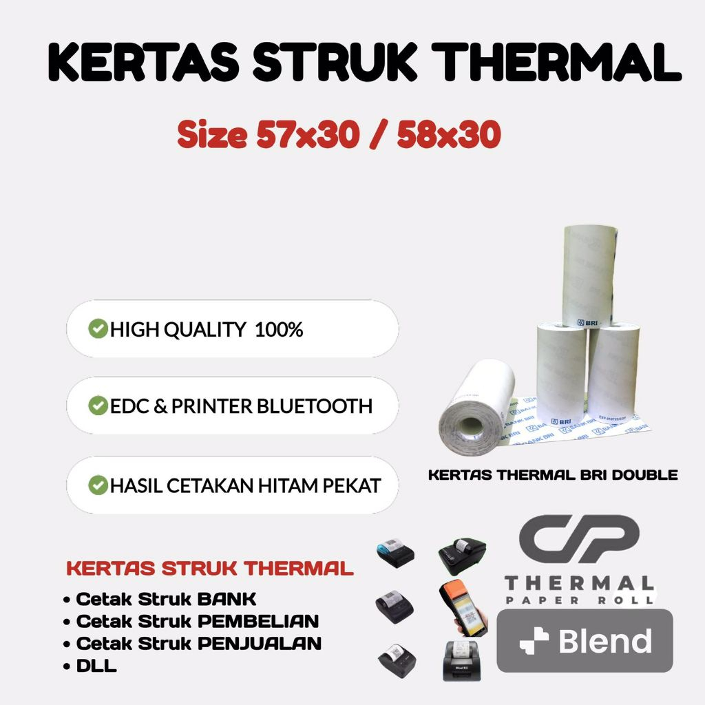 

Kertas Thermal Edc Logo Bank Bri Double Per 1 Roll Kertas Thermal Berkualitas Dan Teraik Cp Thermal Paper Roll