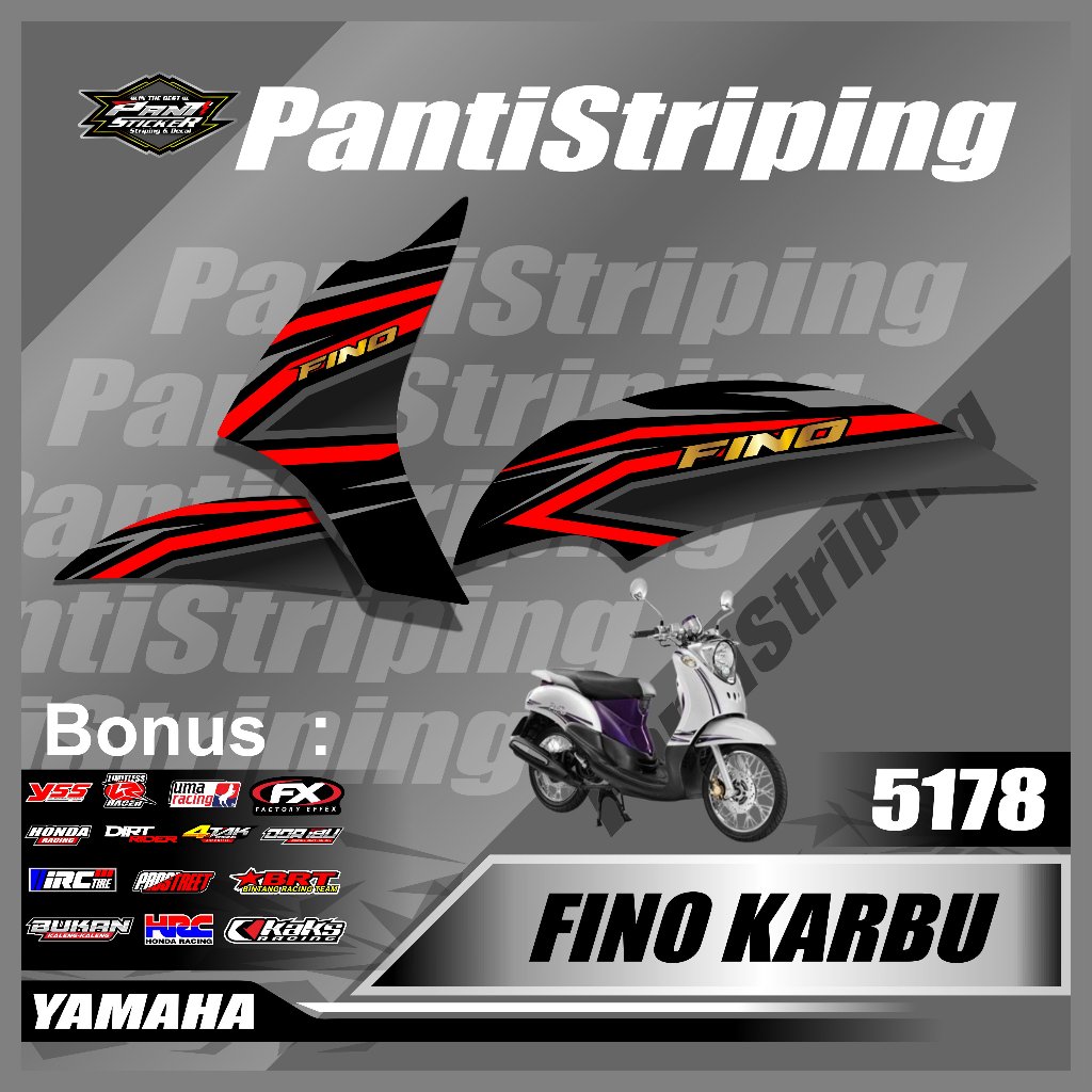 5178 STIKER STRIPING PREMIUM MOTOR FINO KARBU KEREN - STIKER MOTOR HONDA FINO KARBU DESAIN RACING TE