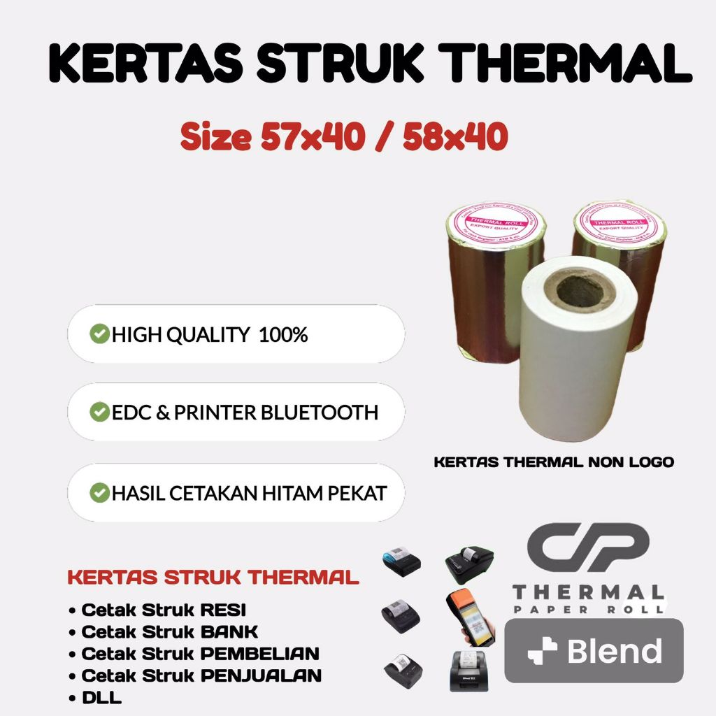 

Kertas Thermal Edc Polos Per 1 Roll Kertas Thermal Berkualitas Dan Terbaik Cp Thermal Paper Roll