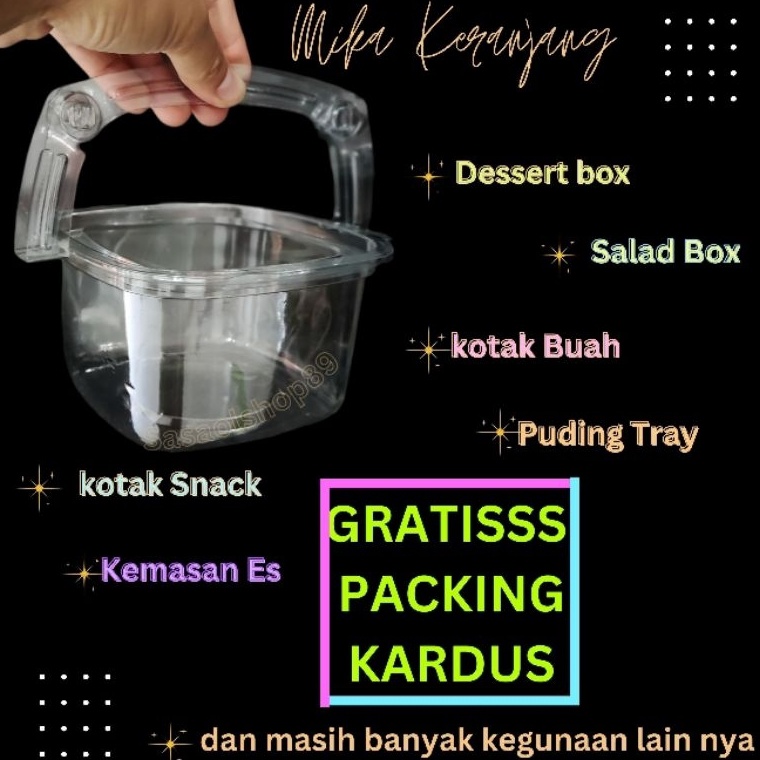 Belanja hemat Mika Keranjangmika tray makanan 1PCS GRATISS KARDUS mika dessert box dengan handle