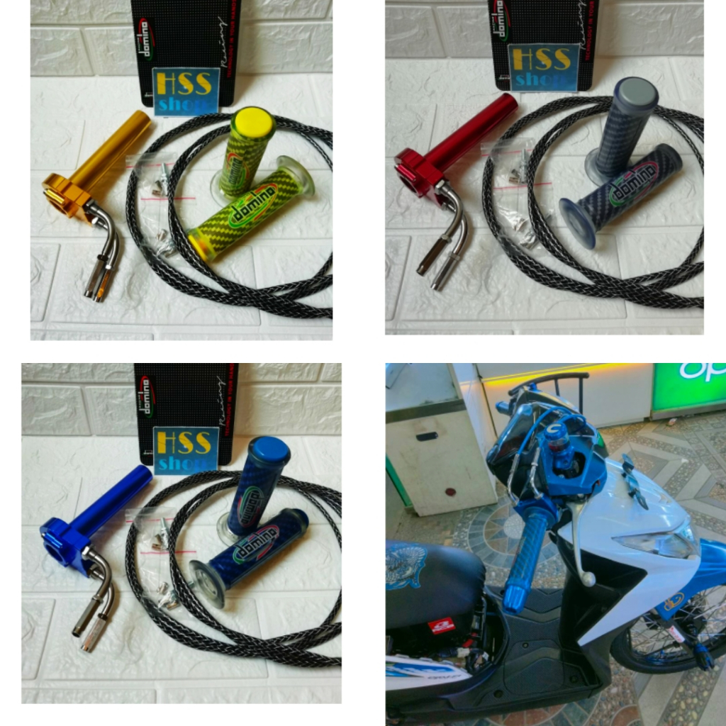 Gas Spontan 2 Kabel + Handgrip Carbon = Mio M3, Scoopy Fi, Beat Fi, Vario 110 Fi, Mio J,Fino 125, Ni