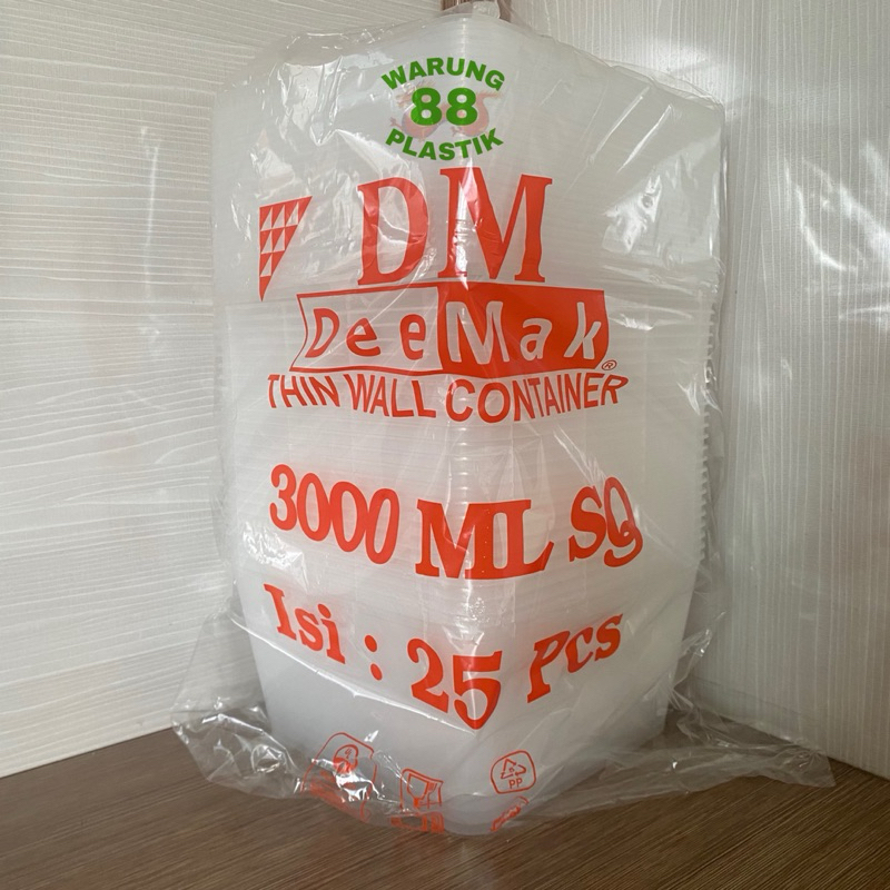 THINWALL DM 3000ML KOTAK PERSEGI | KOTAK MAKANAN | KOTAK MAKANAN BENING | KOTAK GULAI KEPALA IKAN | 