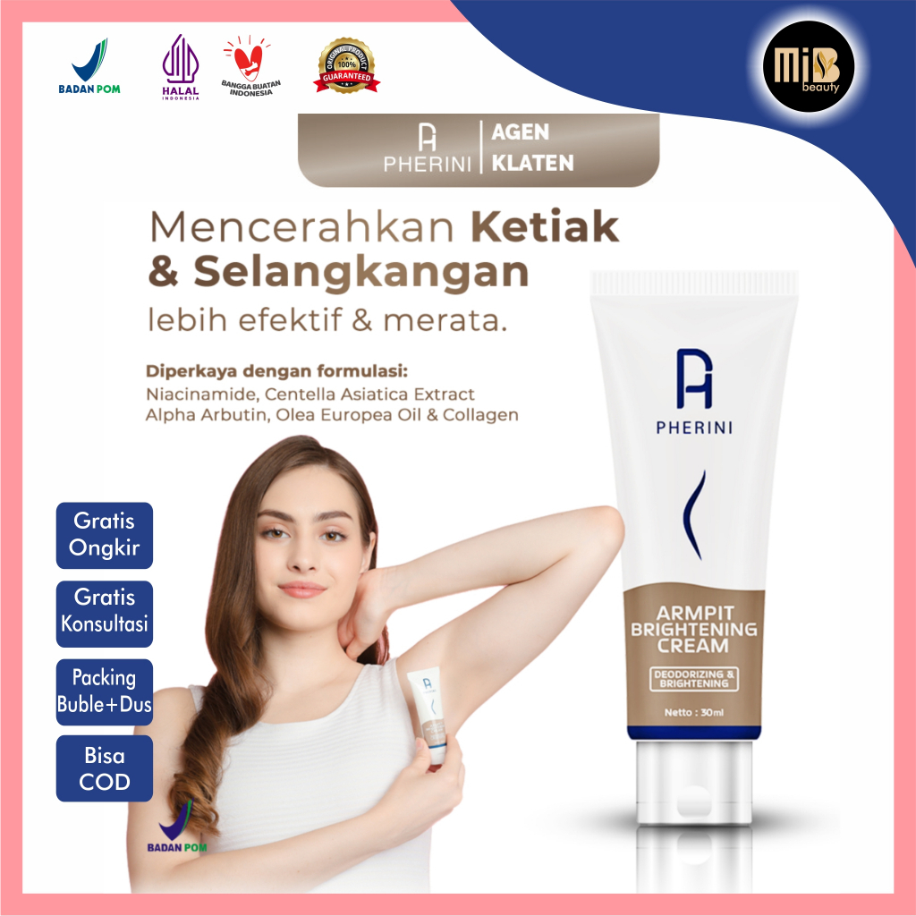 PHERINI New Packaging Underarm Armpit Brightening Cream Pemutih Ketiak Lipatan Hitam Selangkangan