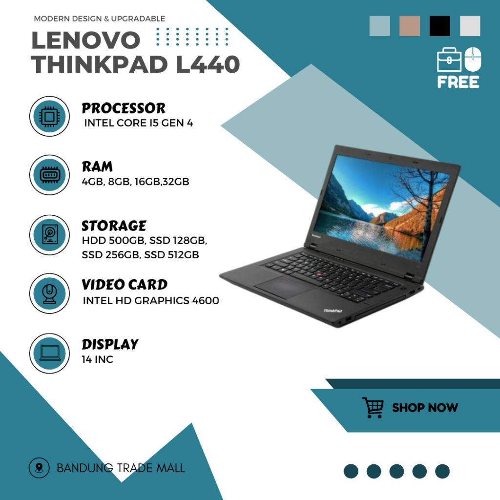 Laptop Lenovo ThinkPad L440 Core I5 GEN 4 RAM 16GB SSD 512GB