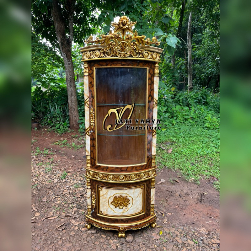 Lemari sudut jati Lemari hias sudut Jati Cincin 1 Pintu