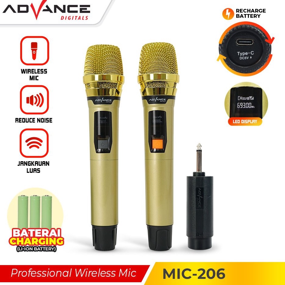 ih ADVANCE MIC DOUBLE KARAOKE MIC 26  MIC DOBLE KARAOKE WIRELESS MURAH MIC ISI 2 MIC 26 ADVANCE 2 MI