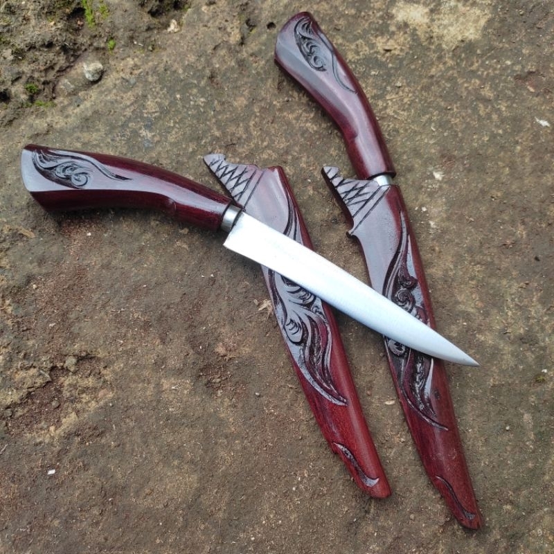 NS Pisau Dapur Mini Cantik Baja Kayu Ukiran