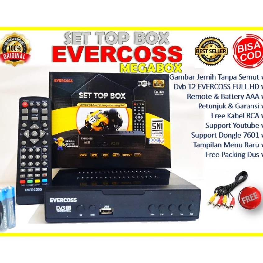 Evercoss STB Set Top Box Pro Digital TV Receiver Full HD Megabox
