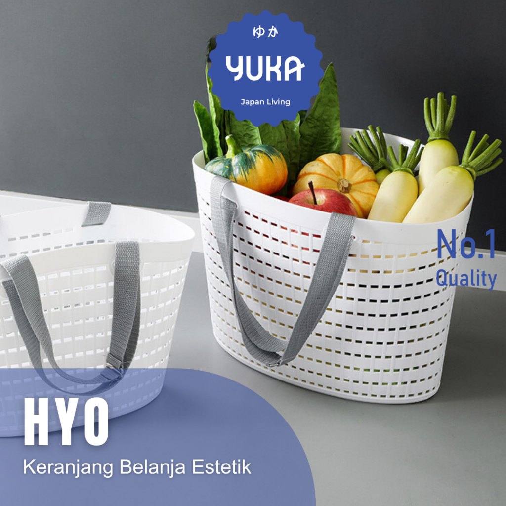 【YUKA】HYO Plastic Basket Sayur Buah Praktis Tas Keranjang Belanjaan Estetis Keranjang Belanja Basket