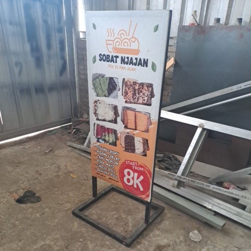 banner standing 2 sisi besi hollow galvanis
