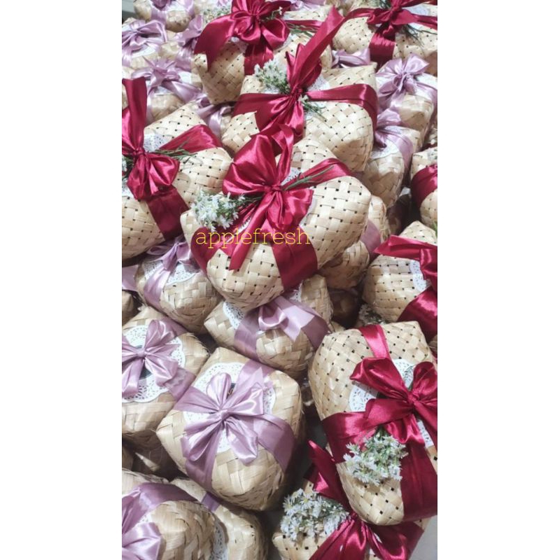 10 pasang(20 pcs) besek cantik buat Snack ukuran 20x12|besek kue|besek jajan|besek premium