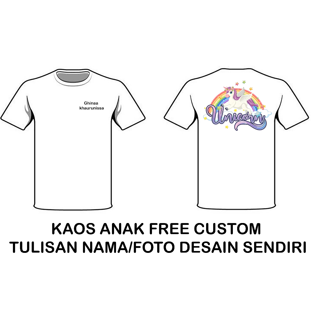 kaos anak dan bayi free cetak FOTO dan NAMA