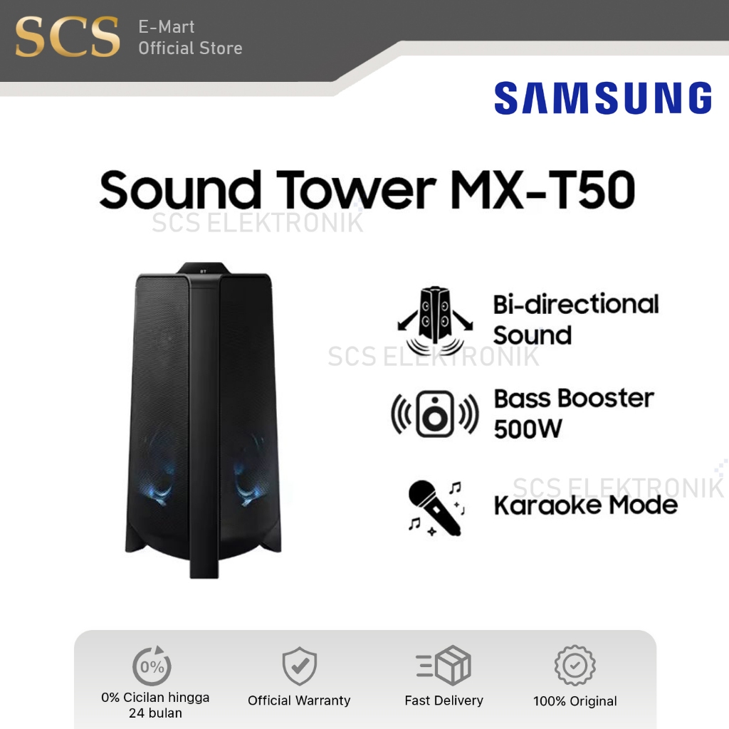 Samsung MX-T50 Sound Tower, Bi-directional Sound, Bass Booster 500W