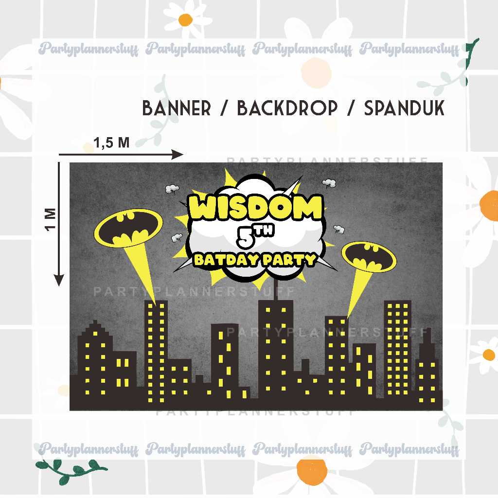 Banner / spanduk / backdrop ulang tahun tema batman superhero / batman birthday decoration / custom 
