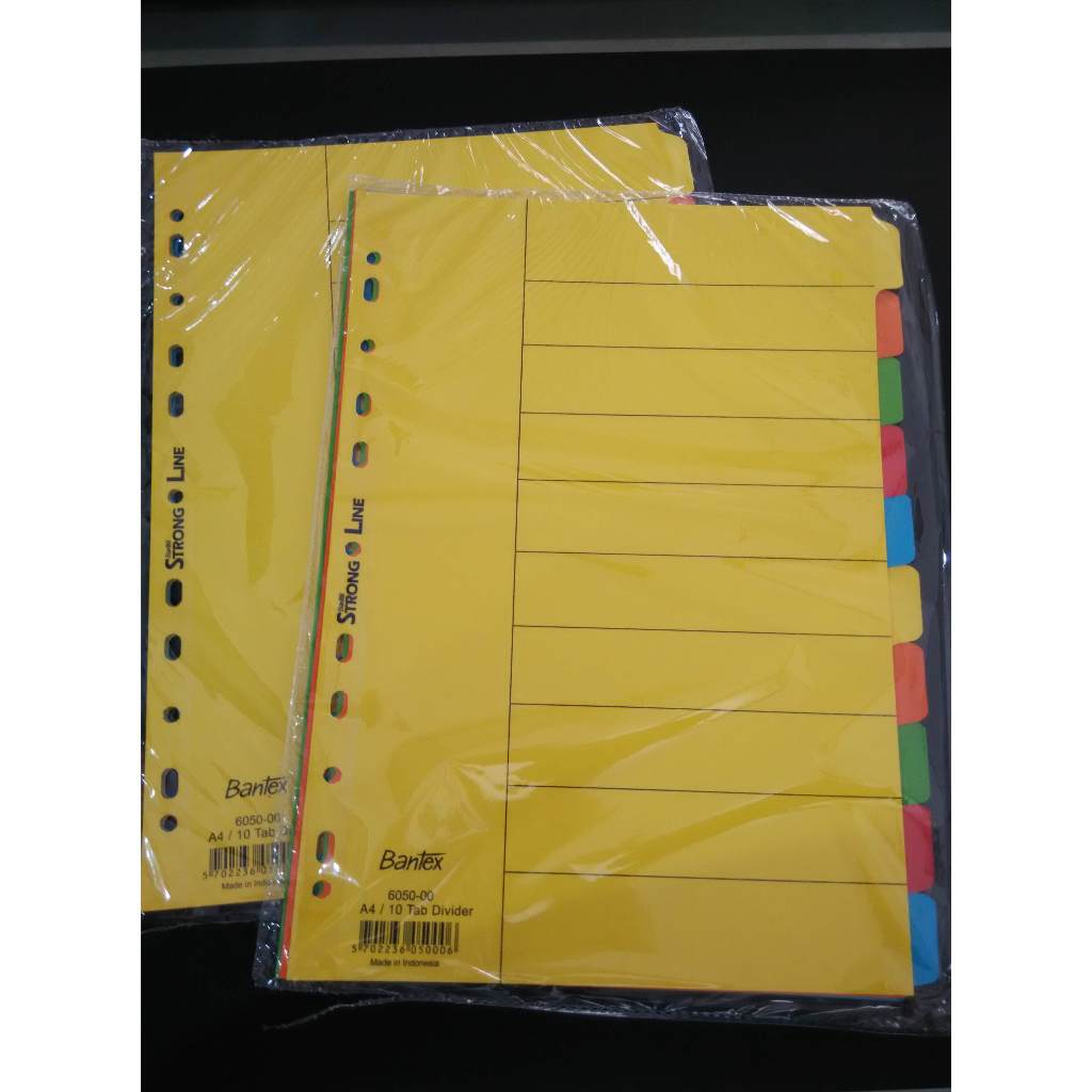 

Divider / Pembatas kertas BANTEX A4 isi 10 warna