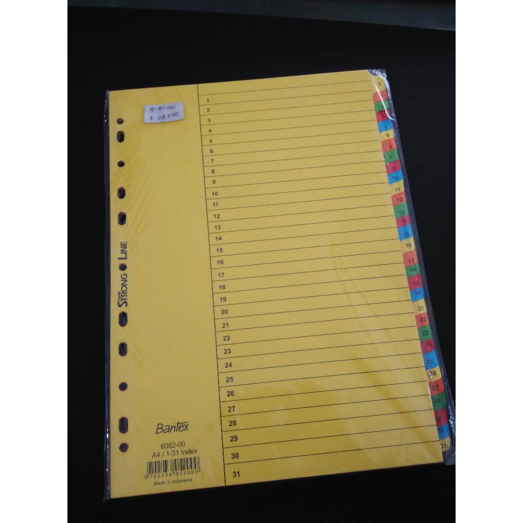 

Divider / Pembatas Kertas A4 BANTEX Angka 1-31 index