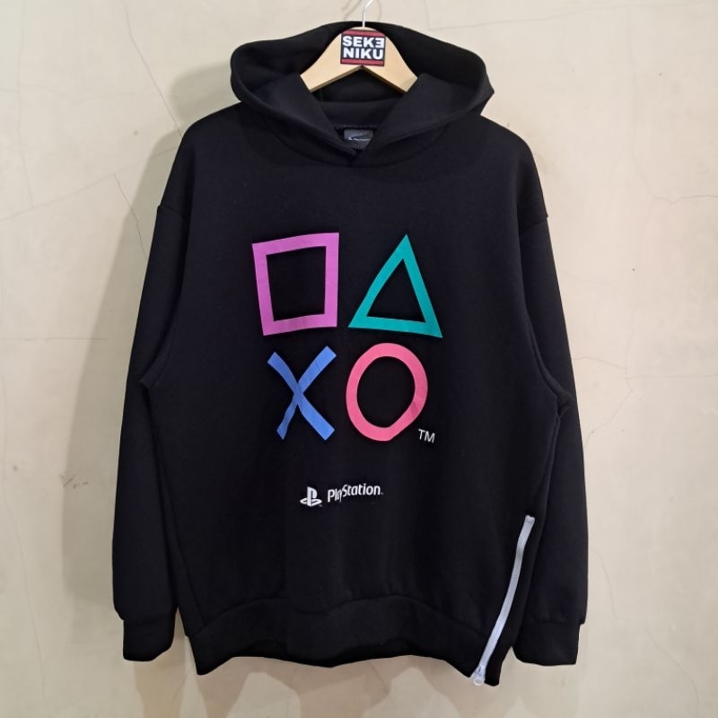 Hoodie Official PLAYSTATION x GU Uniqlo Oversize bahan katun