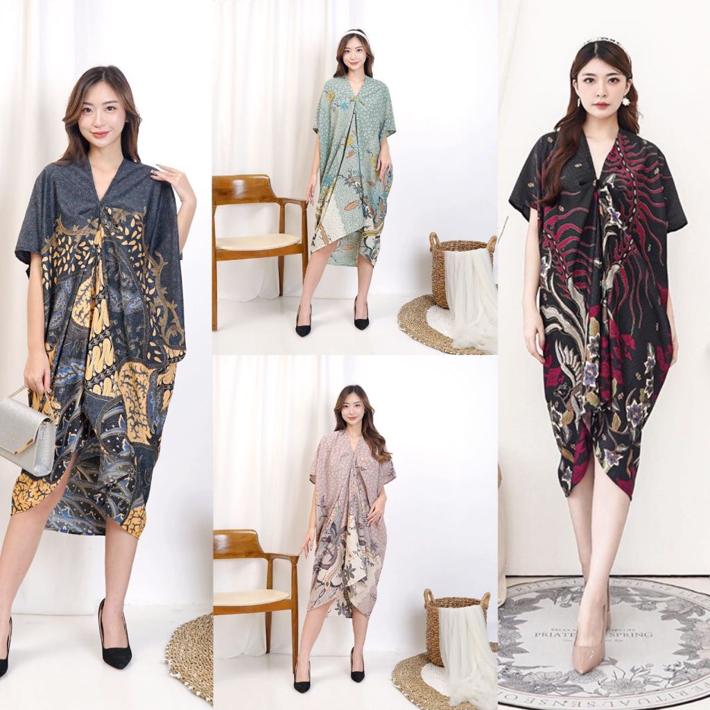 Naima Kaftan Batik Muslim Wanita Gamis Dress Hijab Wanita