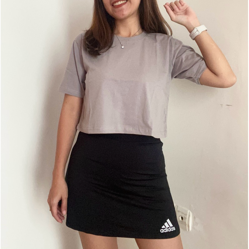 Kaos polos crop top oversize combads 30s - Abu | Kaos polos wanita | Kaos crop top | Baju kekinian