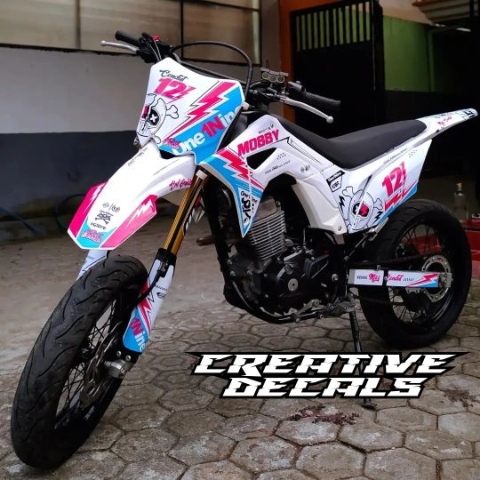 Decal CRF 150L putih pink biru terbaru keren custom bisa request