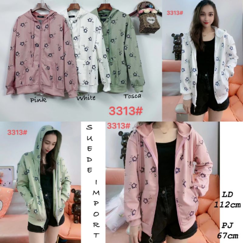Js - jaket suede motif import / jaket wanita bahan suede halus