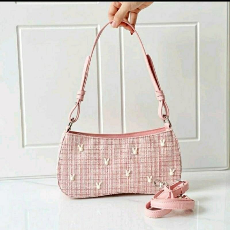 BAGSBUNNY15 CK 1601 TAS WANITA BUNNY TWEED SHOULDERBAG
