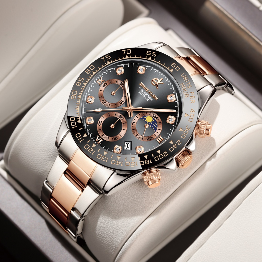 Sertifikasi Swiss EK mewah jam tangan pria anti air original import multifunksional stainless steel 