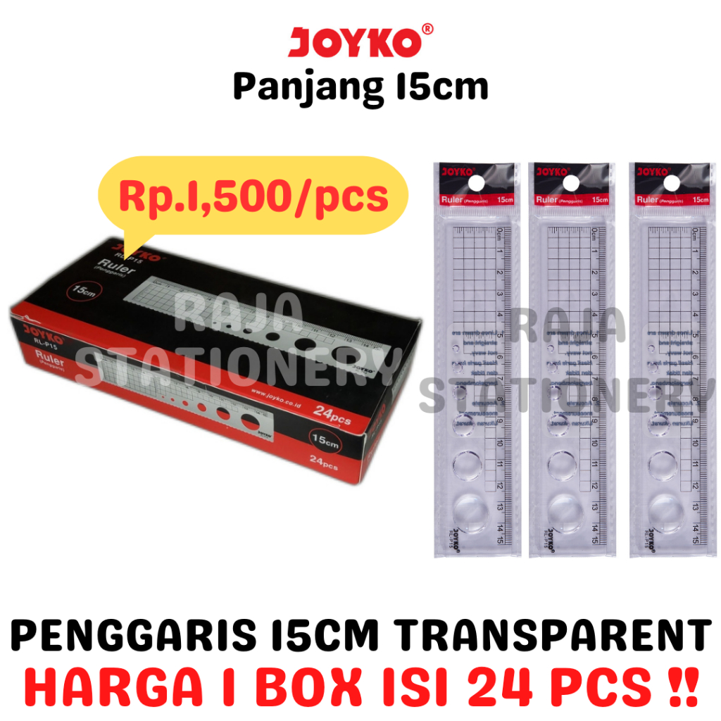 

JOYKO RULER 15CM TRANSPARENT PENGGARIS 15CM JOYKO PANJANG AKRILIK TRANSPARAN RL-P15 [24PCS]