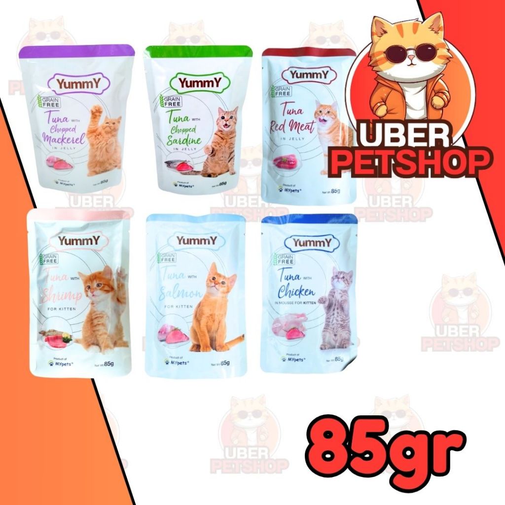 Yummy pouch cat 85gr kitten & adult ALL VARIANT yummy cat wet food