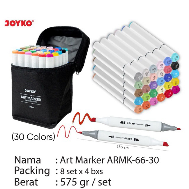 

30 PCS JOYKO SPIDOL TOUCH ART MAKER / GRAPHIC ART MAKER PEN COLOR / SPIDOL WARNA 30 SET ARMK-6630