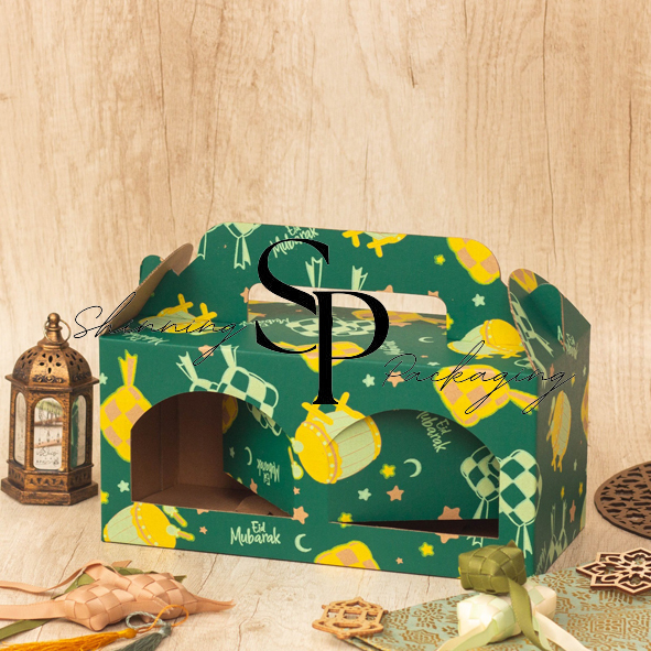 ( 10pcs ) Kardus Die Cut Dus Jinjing Packaging isi 4 Toples Kue Kering 500gr Gable Box ukuran 30x14x