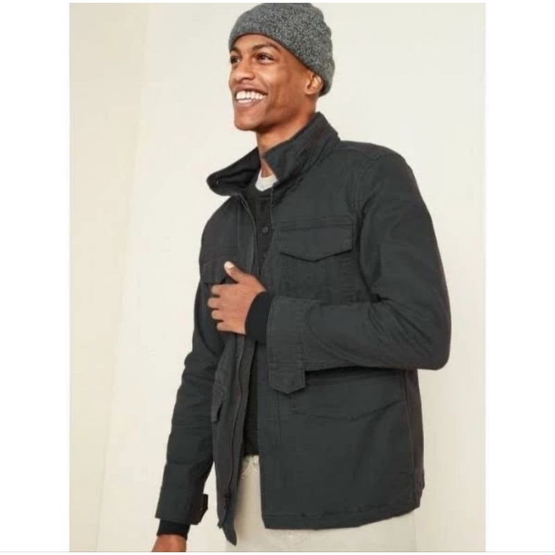 JAKET PRIA ODN HIDDEN HOOD CANVAS MILITARY PARKA JACKET DARK GREY