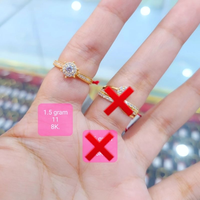 [Jielbigold] Cincin Wanita Dewasa Model Solitare Mata Putih Simple Elegan Emas Muda Asli Kadar 375 8