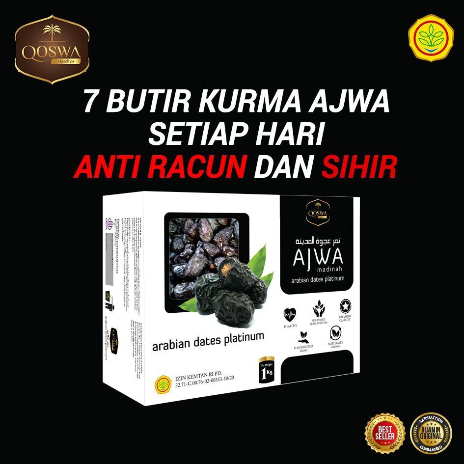 

Kurma Ajwa Qoswa Kurma Nabi Arabian Dates Platinum 500 Gram & 1 Kg