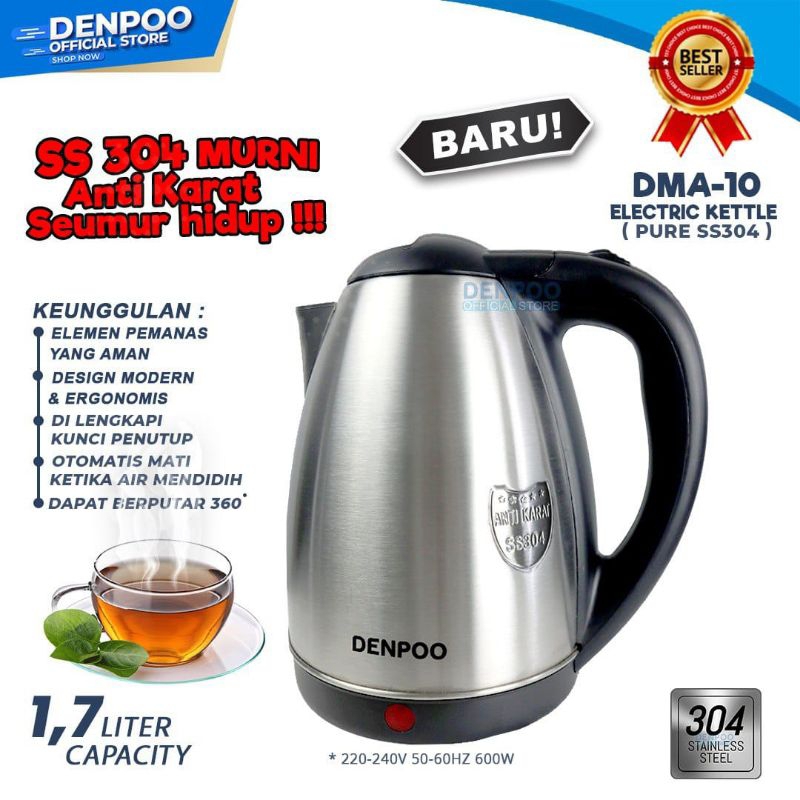 PEMANAS AIR / KETTEL TEKO LISTRIK DENPOO  10 ( 1,7 LITER )