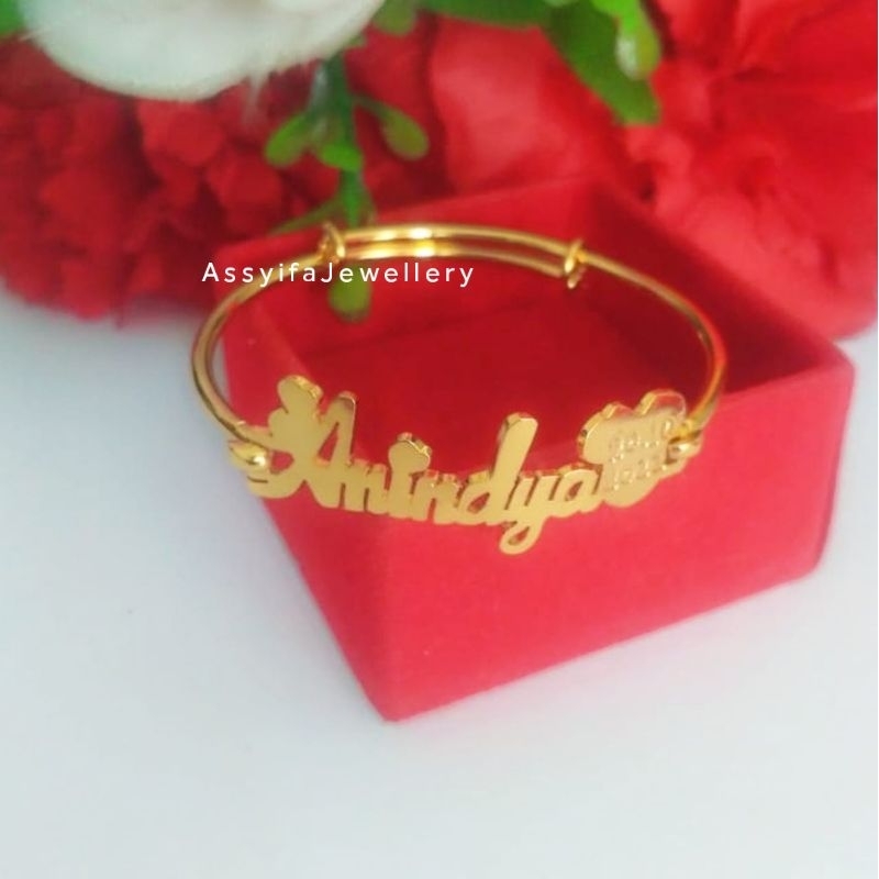 Gelang Anak Motif Mickymouse / Gelang Bangle Anak Costum Nama