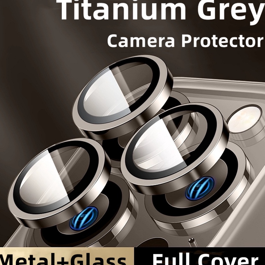 Hcn Pelindung Lensa Kamera Titanium Grey Camera Lens Protector for IPhone 11 12 13 14 15 Pro Max 14 