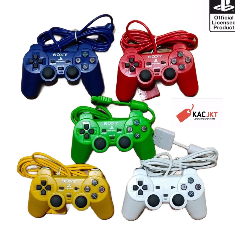STIK PS2 OP WARNA ORI PABRIK KABEL SERAT 2 MOTOR STIK OP WARNA PS2 STICK PS2 z Terbaru Diskon